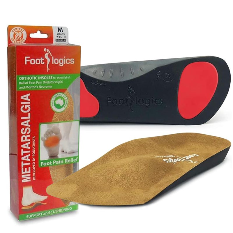 Footlogics 34 Length Orthotic Shoe Insoles with Builtin Raise for Ball of Foot Pain Mortons Neuroma Flat Feet Metatarsalgia M Mens 895 Womens 9511